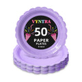 Vyntra 50 Pcs Lavender 9 Inch Scalloped Paper Dinner Plates
