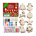 Christmas Ornaments Craft Kit, 48 Pcs Blank Wood Slices for Painting with Paint Pens and Brushes, DIY Wooden Christmas Ornament Set for Tree Decorations, Family Holiday Activities and Gifts