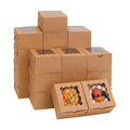 Moretoes 120pcs Small Cookie Boxes with Window,Brown Bakery Boxes,4x4x2.5