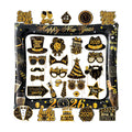 2026 New Year Photo Booth Inflatable Frame Kit, 30Pcs New Years Photo Booth Props with Inflatable Picture Frame Black Gold Decorations for New Year Eve Party Selfie Props Supplies