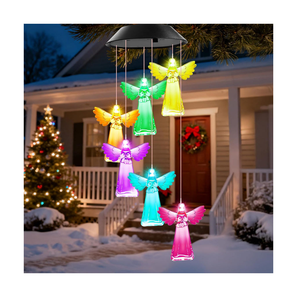Winzwon Angel Solar Wind Chimes for Outside, Memorial Garden Decorations