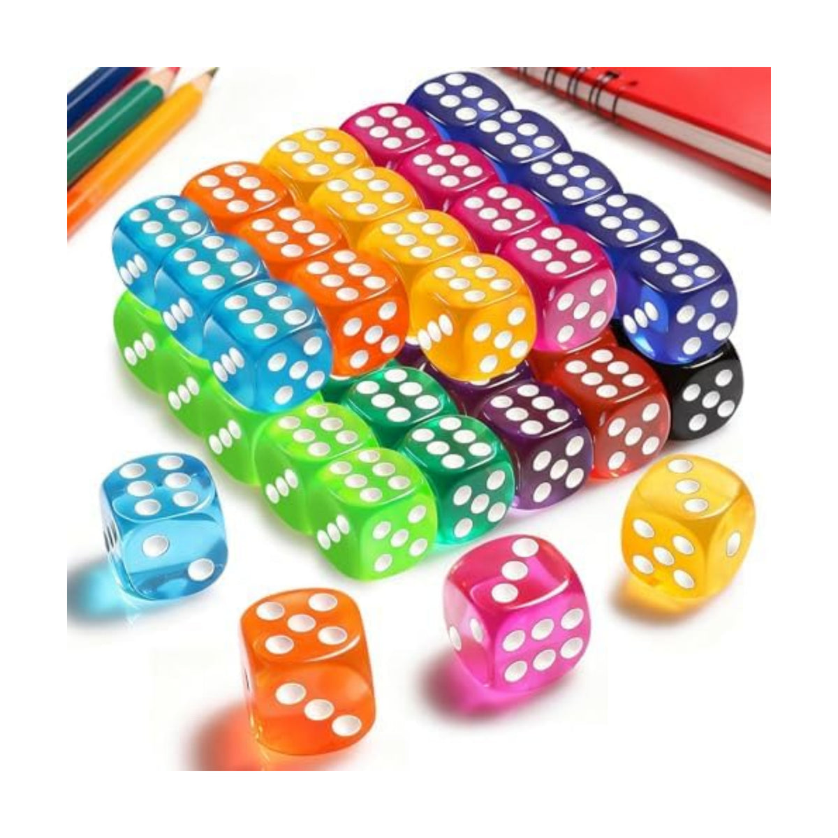 Winzwon 50 Pieces 14mm Dice Set, Colored Six-Sided Dice for Board Games