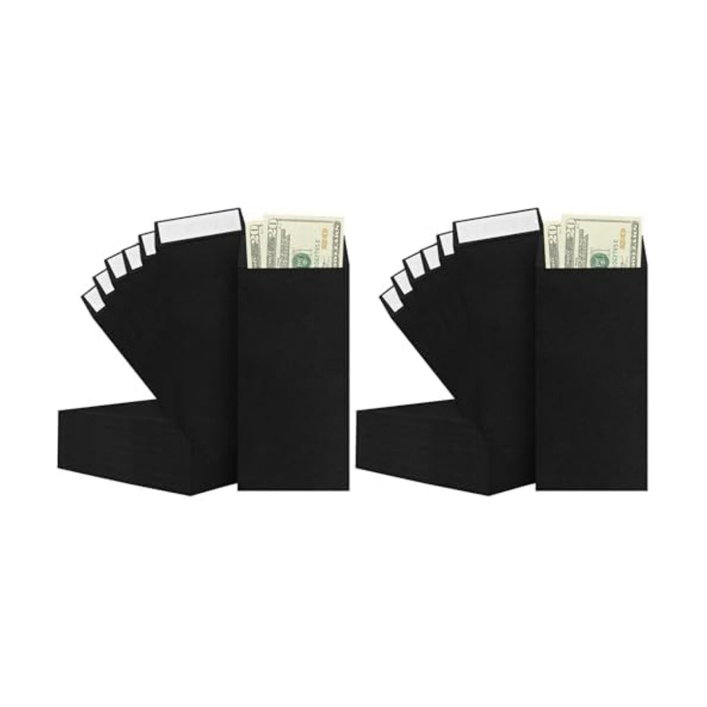 BONUS++ Envelope Set - 120 Envelopes for Cash, Checks, & Tickets; 80GSM, 3.2x6.6 inch Black Envelopes - Perfect for Cash Challenge Savers (Pack of 2)