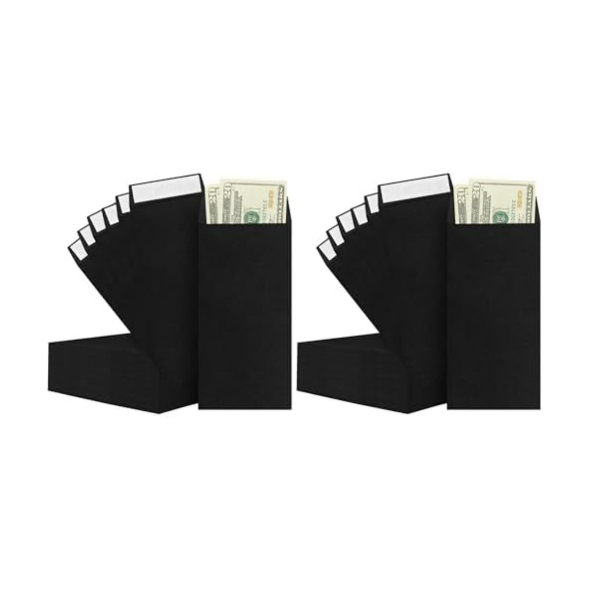 BONUS++ Envelope Set - 120 Envelopes for Cash, Checks, & Tickets; 80GSM, 3.2x6.6 inch Black Envelopes - Perfect for Cash Challenge Savers (Pack of 2)