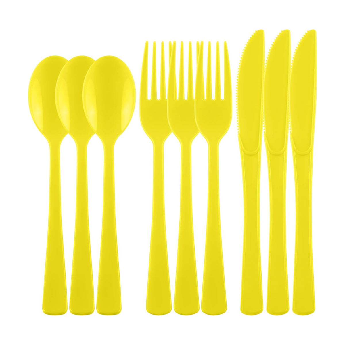 Kochorie 300 Pieces Yellow Plastic Silverware, Disposable Plastic Utensils