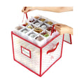 Sattiyrch Plastic Christmas Ornament Storage Box with Trays,Customizable Dividers, Dust-Proof Durable Ornament Organizer Holder,Christmas Storage Containers,Holds 64 x 3 Ornaments