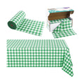 Kochorie 54 Inch x 300 Ft Light Green Checkered Plastic Table Cloth Roll Disposable Waterproof Table Cover Plastic Table Cover Roll with Easy Slide Cutter for Outdoor Picnic/Home Dining/Spring Party