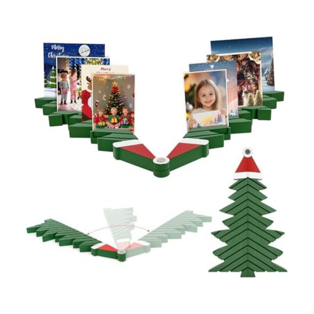 Adjustable Wooden Christmas Card Display Stand; Holds Up to 26 Cards, Perfect for Greeting Cards, Photos & Postcards; Tabletop, Shelf, Desk & Mantel Decor