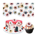 60 PCS Edible Eyeballs Cupcake Toppers Wafer Paper Horror Eyeballs Cupcake Picks Edible Dessert Sprinkles Bloody Eyes Halloween Cupcake Decorations for Halloween Party Cake Decorations Supplies