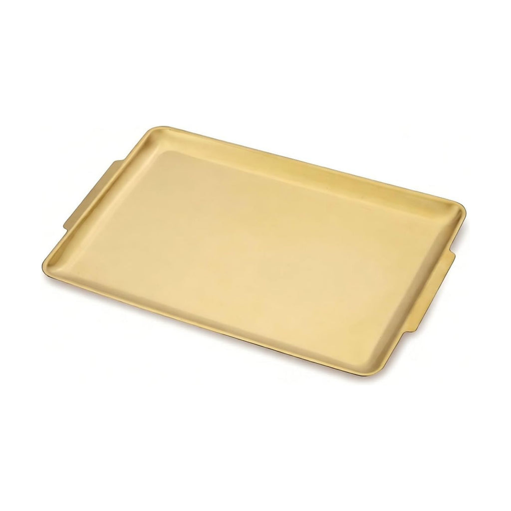 16.3" x 11" Large Serving Platters, Stainless Steel Heavy-Duty Large Serving Trays, Gold Rectangular Plates for Food, Fruit, Party, Wedding, Christmas, Chip and Scratch Resistant