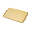 16.3" x 11" Large Serving Platters, Stainless Steel Heavy-Duty Large Serving Trays, Gold Rectangular Plates for Food, Fruit, Party, Wedding, Christmas, Chip and Scratch Resistant