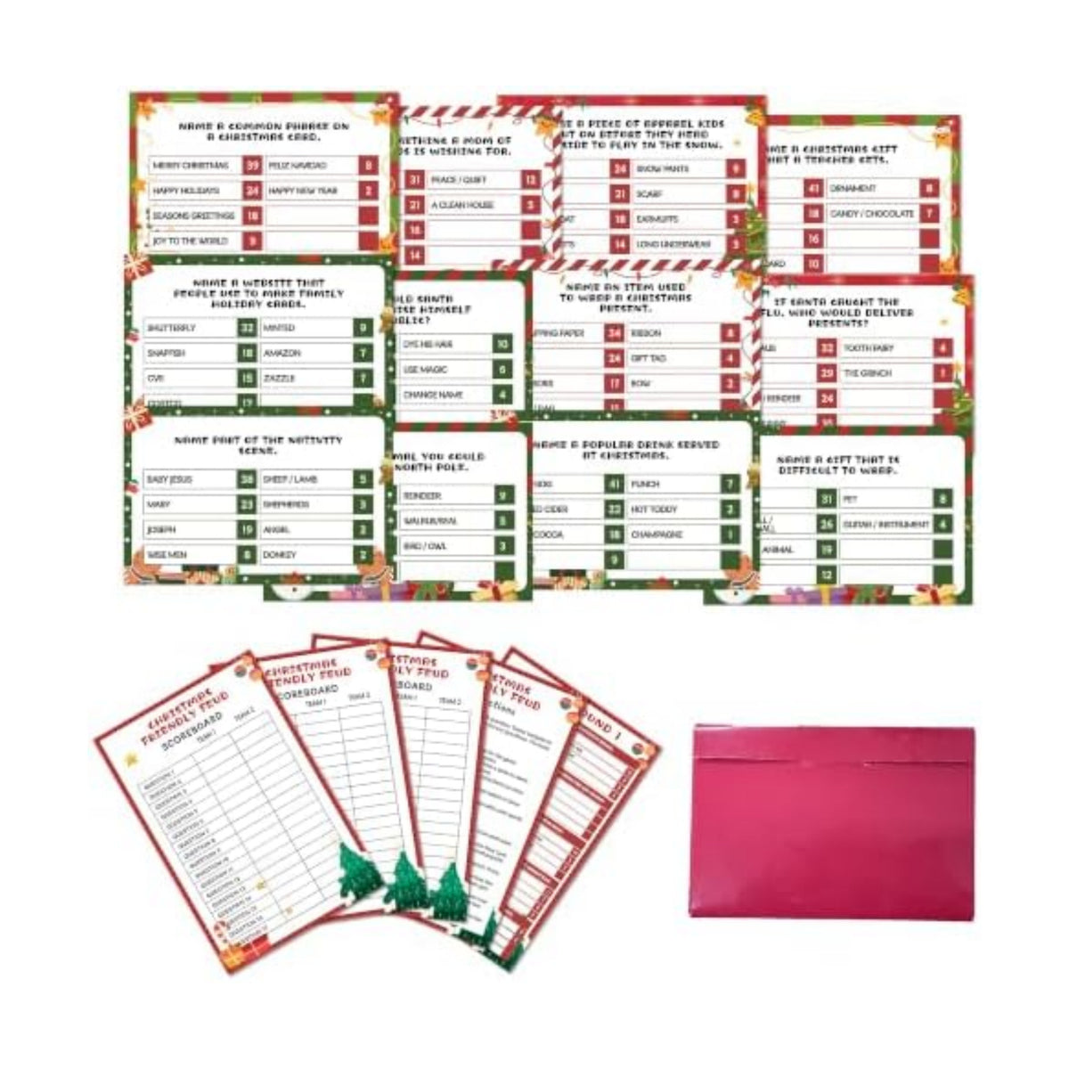 Christmas Friendly Feud Game, Snowman Themed Party Game for Family, Winter Party Supplies and Activities Decorations, Holiday Trivia Games for Large Groups, 1 Pack(02)