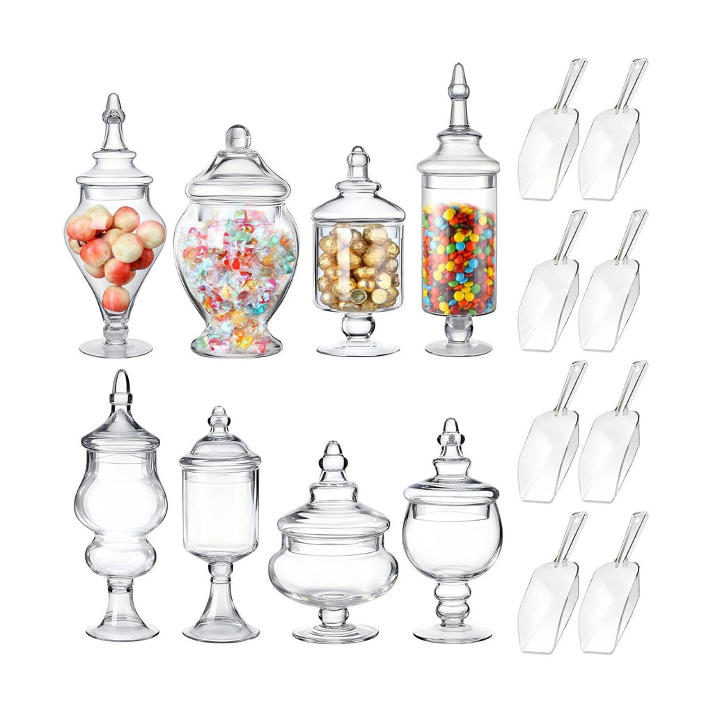 Mimorou 8 Sets Glass Apothecary Jars with Lid & Scoop Candy Jars,Rich