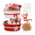 Colingmill 2 Pack Small Woven Gift Basket Empty with Wrap, Red and White