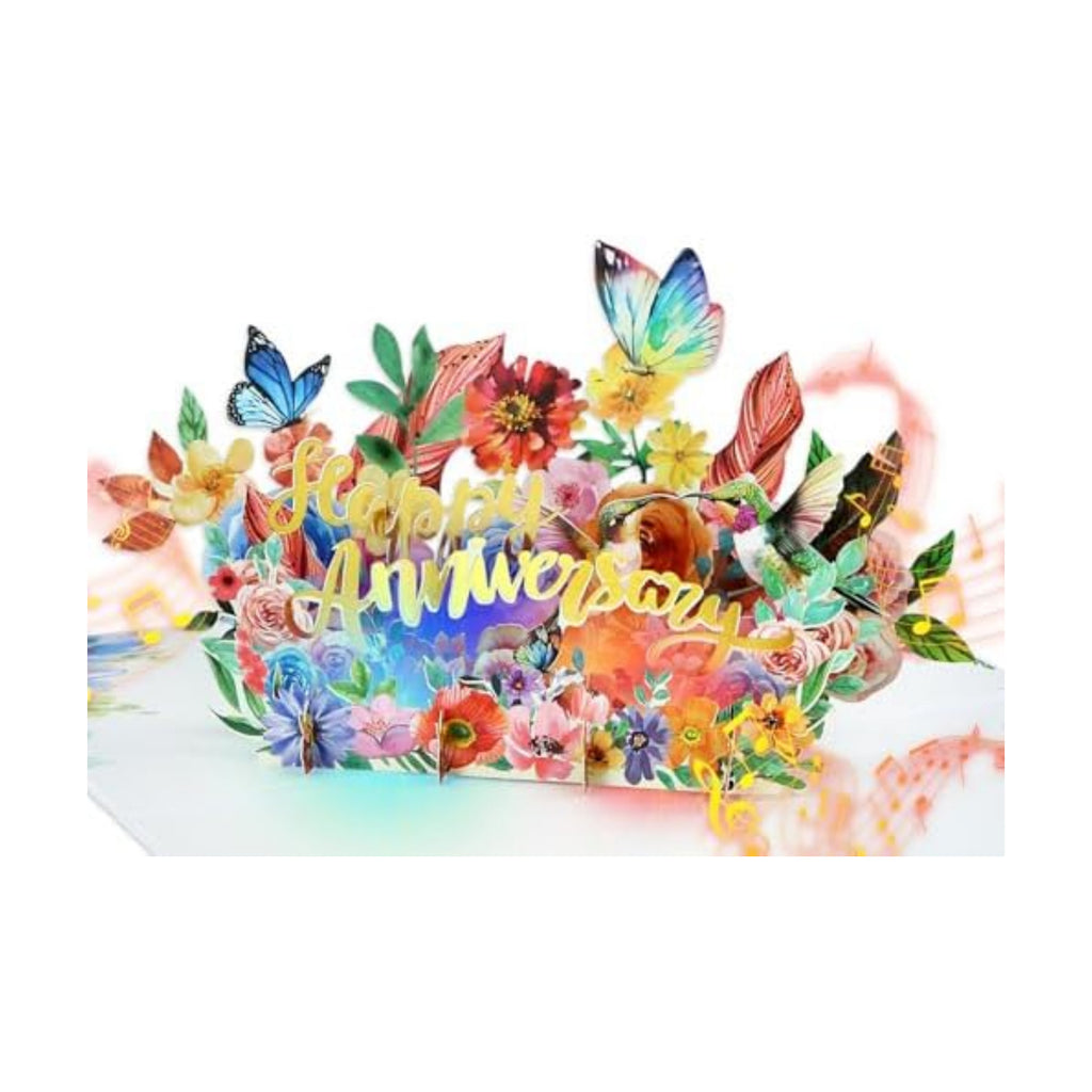 FaCraft Large Anniversary Card for Couple - 3D Pop Up Music & Light Valentines Wedding Anniversary Card Gifts with Envelope, Blank Insert and Seal, for Spouse Husband Wife Him Her