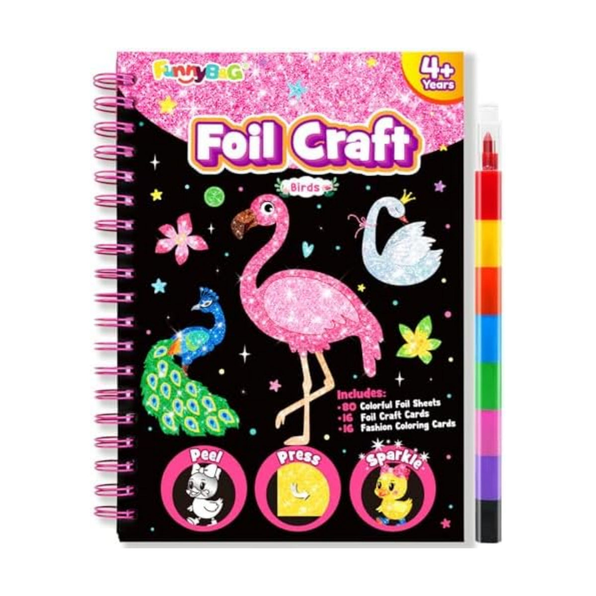 FUNNYB&G Foil Art Craft Kit for Kids, Sparkly Birthday Gift Toy for Girls