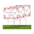 3 Pack 14.5” x 10.5” Wedding This Way Signs Double Sided Printed Wedding Direction Sign with Stakes for Ceremony Reception Lawn Yard Direction Arrow Signs Exquisite Plastic Rainproof Party Supplies,Rose Floral