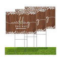 3 Pack 17''×12.5'' Wedding This Way Signs Double Sided Printed Wedding Directional Parking Sign with Stakes for Ceremony Reception Lawn Yard Arrow Signs Plastic Rainproof Party Supplies,Rustic
