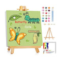Gemozaic Butterfly Paint by Numbers Kit for Kids with Frame and Easel, Butterfly Life Cycle Framed Kids Paint by Number on Canvas Age 6-8-12 for Gift, Home, Wall Decor, 8x8 Inch