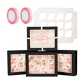 qiqee Auto-pop Up Cupcake Boxes with Window Black 40PCS 12 Count Cupcake Box 13"x10"x3.5" Cupcakes Carrier, 12 Cupcake Containers with 2 rolls of pink ribbons
