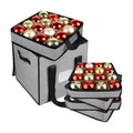 Christmas Ornament Storage Box with Dividers, Holds 64 Balls, Gray