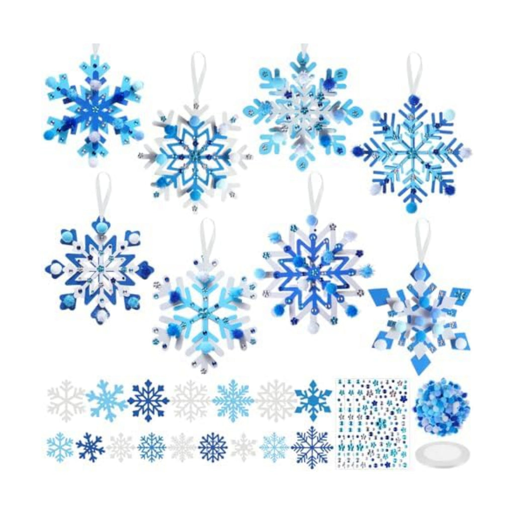 Funrous 48 Sets Snowflake Crafts Kit Winter Paper Crafts Hanging Ornaments