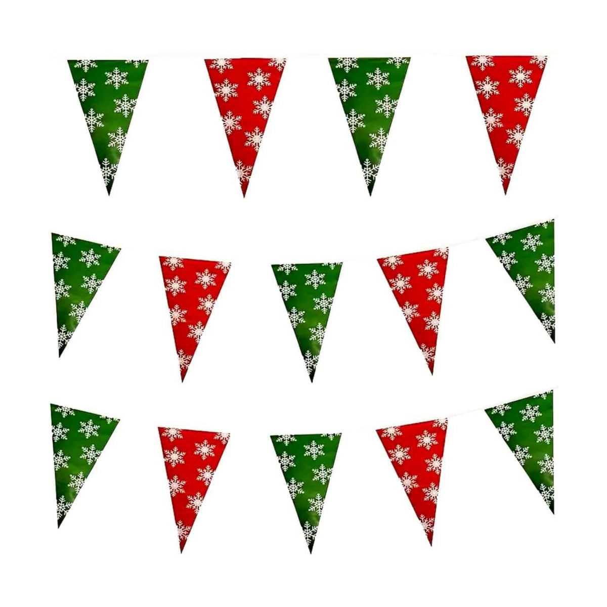 99Ft Christmas Pennant Banner Flags String Hanging Green and Red Garland with White Snowflakes Triangle Bunting Flags Party Decor for Winter Xmas Party Events Grand Opening Yard Decorations