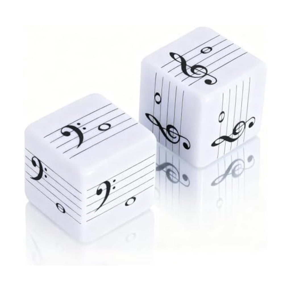 oyeftp Fun Five-Line Staff Music Note Dice for Theory Learning, Large 20mm Educational Dice Set, Includes Treble Clef & Bass Clef Dice for Classroom Music Games