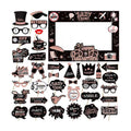 Retirement Party Photo Booth Props Kit - 37pcs Paper Photo Props 1 Frame Glitter Retirement Party Decorations for Retiree Celebration, Farewell Office Party Supplies (Rose Golden and Black)