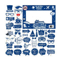 Retirement Party Photo Booth Props Kit - 37pcs Paper Photo Props 1 Frame Glitter Retirement Party Decorations for Retiree Celebration, Farewell Office Party Supplies (Blue and Silver)