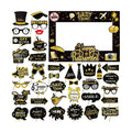 Retirement Party Photo Booth Props Kit - 37pcs Paper Photo Props 1 Frame Glitter Retirement Party Decorations for Retiree Celebration, Farewell Office Party Supplies (Black and Gold)