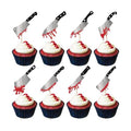 Rsstarxi 24 Pack Halloween Blood Knife Cupcake Toppers Glitter Blood Knife Cupcake Picks Blood Splatter Knife Cake Decorations for Horror Crime Scene Halloween Birthday Party Cake Decorations Supplies