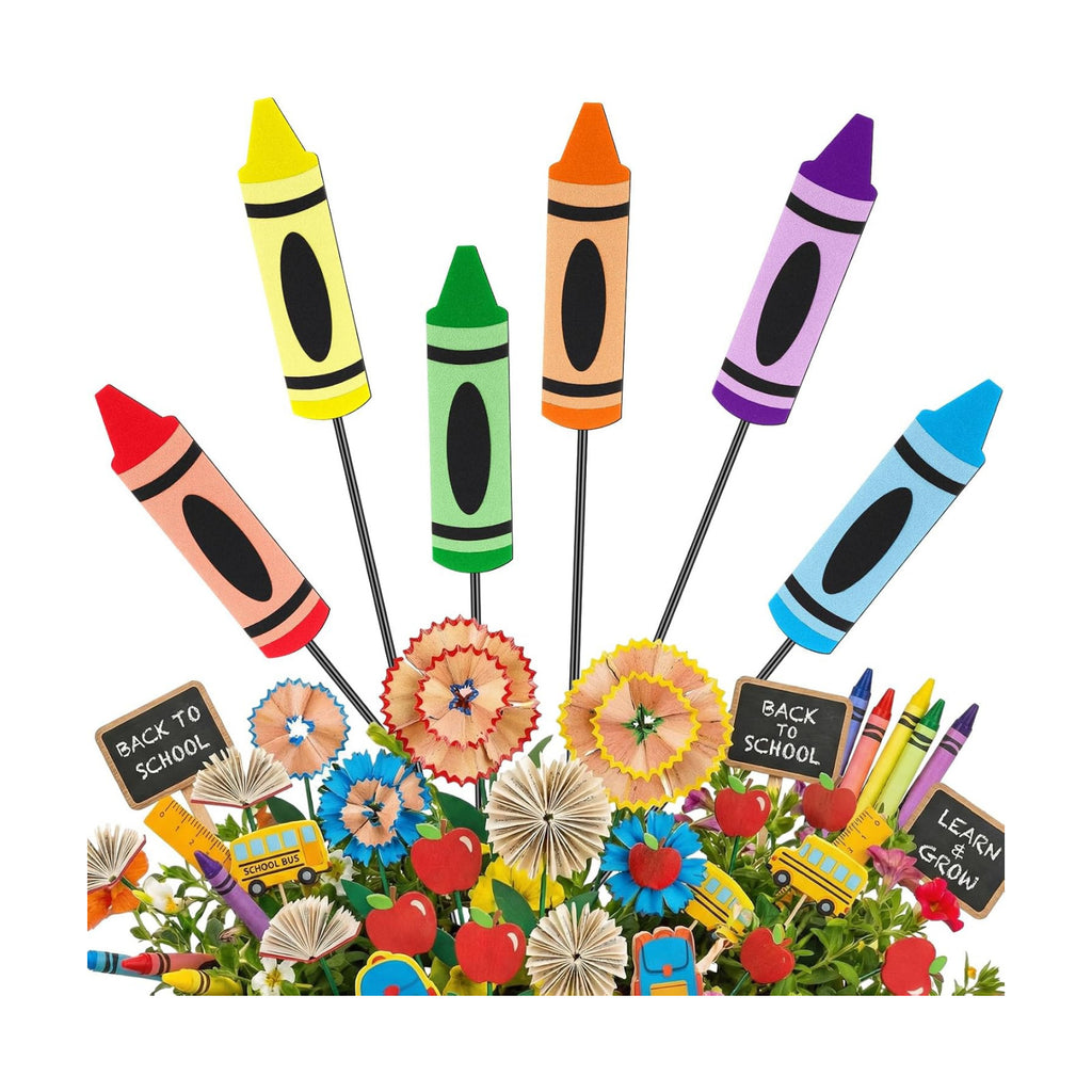 Pickmesh 6 Pcs Back to School Decoration Outdoor Crayon Metal Yard Sign 12"