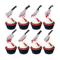 Rsstarxi 24 Pack Halloween Cupcake Toppers Glitter Blood Knife Cupcake Picks Horror Killer Birthday Cake Decorations for Scary Horror Crime Scene theme Birthday Halloween Party Supplies