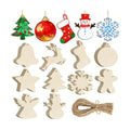 80PCS Wooden Christmas Ornaments to Paint, 8 Styles DIY Blank Unfinished Wood Reindeer Santa Claus Christmas Tree Ball Snowman Snowflake Angel Cutouts Ornament for Crafts Winter Hanging Decorations