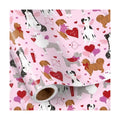 RUSPEPA Valentine's Day Golden Retriever Wrapping Paper Roll, Mini Roll, Cute Dog Pattern with Hearts and Balloons Gift Wrap for Wedding, Anniversary, Birthday, Pet Lovers, 17 Inches x 16.4 Feet