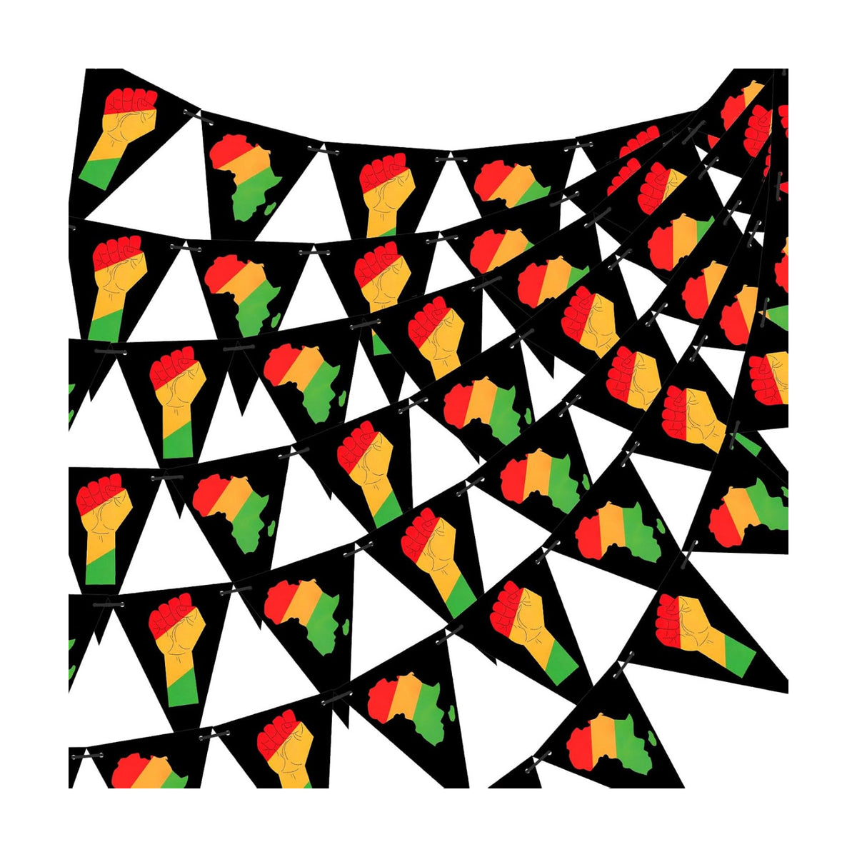 Gueevin 120 Pcs 100 ft Juneteenth Party Decoration Happy Banner Banner for African Independence Day 19th June 1865 Juneteenth Day Party Supplies African Black History Mont