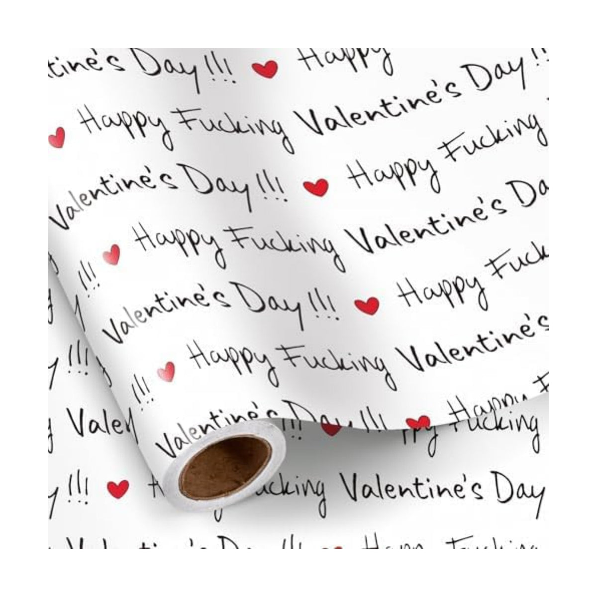 RUSPEPA Funny Valentine's Day Wrapping Paper Roll, Mini Roll, Happy F*ing Valentine's Day Lettering with Red Heart Gag Gift Wrap for Wedding, Anniversary, Birthday, Engagement, 17 Inches x 16.4 Feet