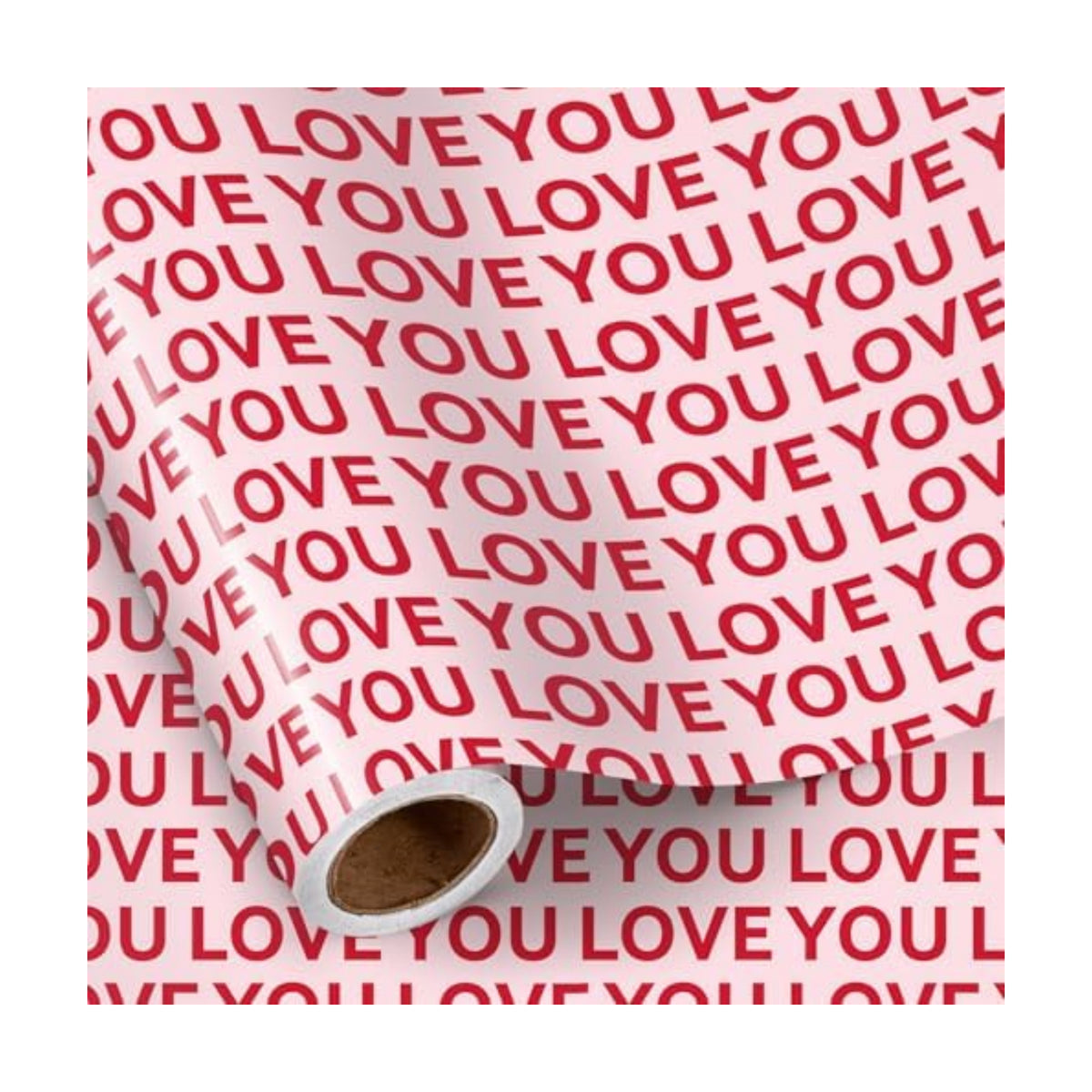 RUSPEPA Valentine's Day Wrapping Paper Roll, Mini Roll, Red Love You Lettering Design, Pink Gift Wrap for Wedding, Anniversary, Birthday, Valentine's Day, Bridal Shower, 17 Inches x 16.4 Feet