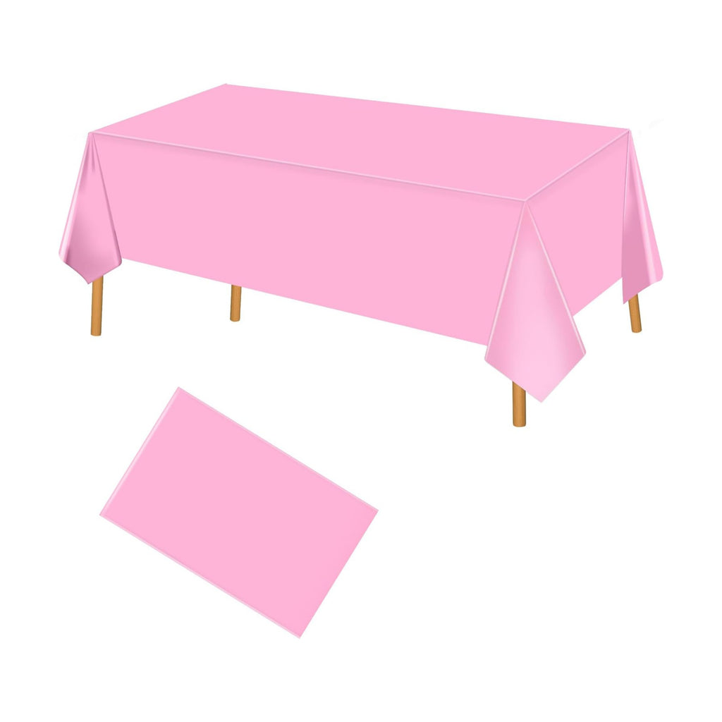 Hxezoc Pink Disposable Plastic Tablecloth, 54 x 108 Inches Waterproof Table Cover for Wedding Birthday Party Baby Shower Decorations Outdoor Indoor Party Supplies