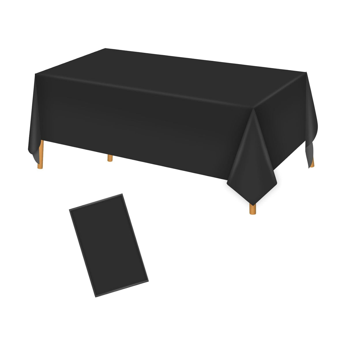 Hxezoc Black Disposable Plastic Tablecloth, 54 x 108 Inches Waterproof Table Cover for Wedding Birthday Party Baby Shower Decorations Outdoor Indoor Party Supplies