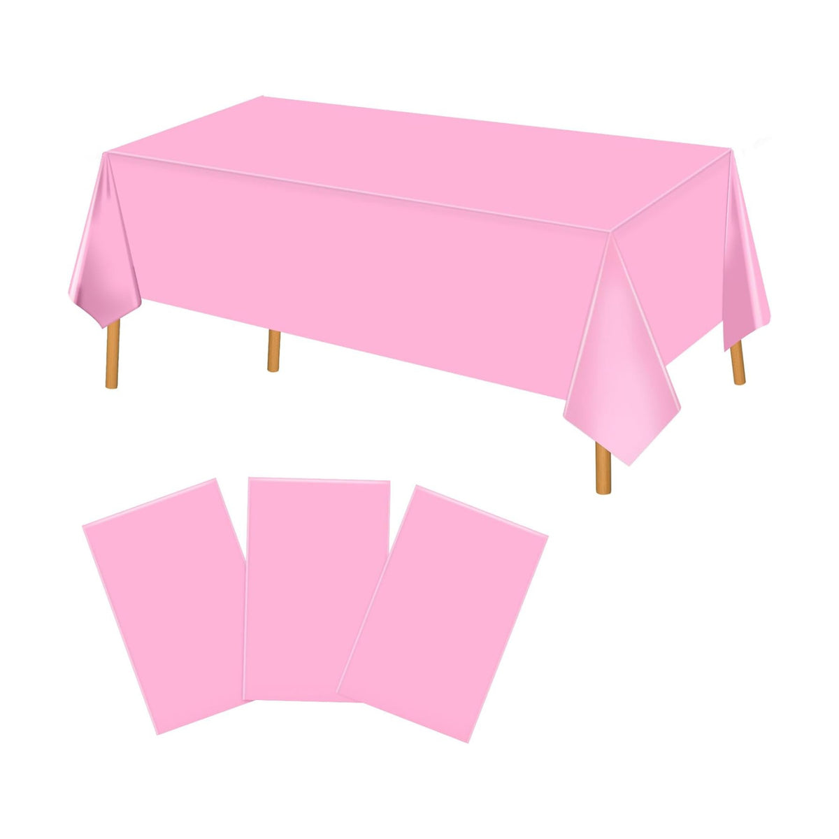 Hxezoc 3 Pack Pink Disposable Plastic Tablecloth, 54 x 108 Inches Waterproof Table Cover for Wedding Birthday Party Baby Shower Decorations Outdoor Indoor Party Supplies