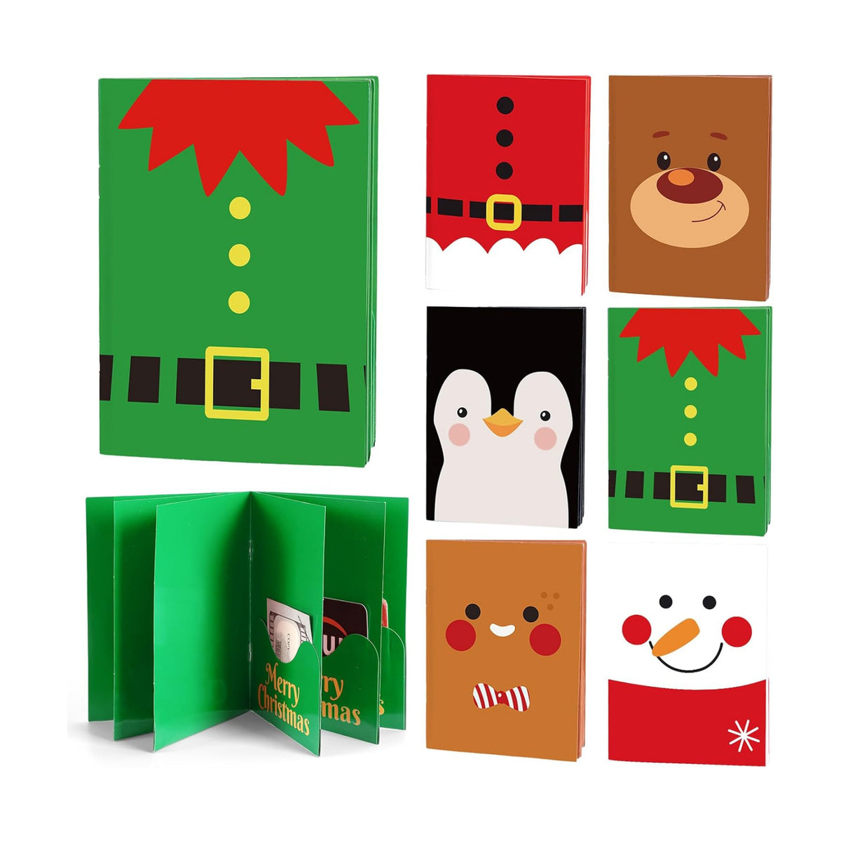 6 Set/30 Slots Christmas Gift Card Booklet with Envelopes