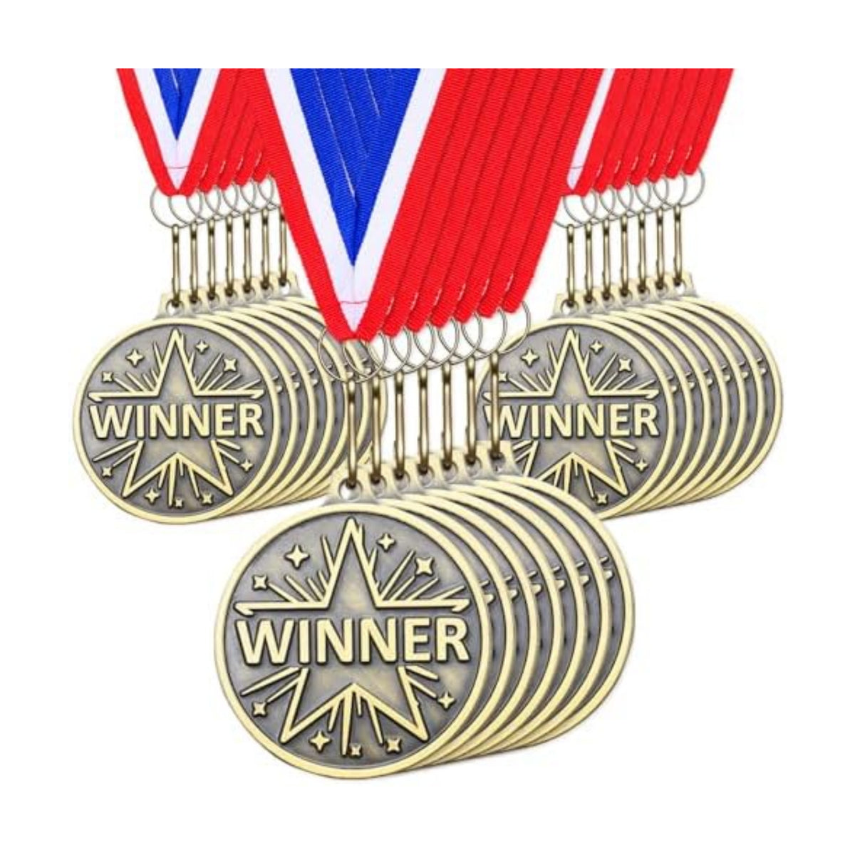 Quelay 30 Pcs Gold Star Awards Medals 2" Ribbons