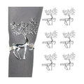 Silver Deer Christmas Napkin Rings Set of 6, Metal Xmas Elk Napkin Holders, Winter Wedding Dinner Table Decorations Christmas Ornaments