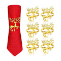 Gold Christmas Napkin Rings Set of 6, Metal Winter Xmas Elk Napkin Holders Wedding Dinner Home Table Decorations Winter Christmas Decorations
