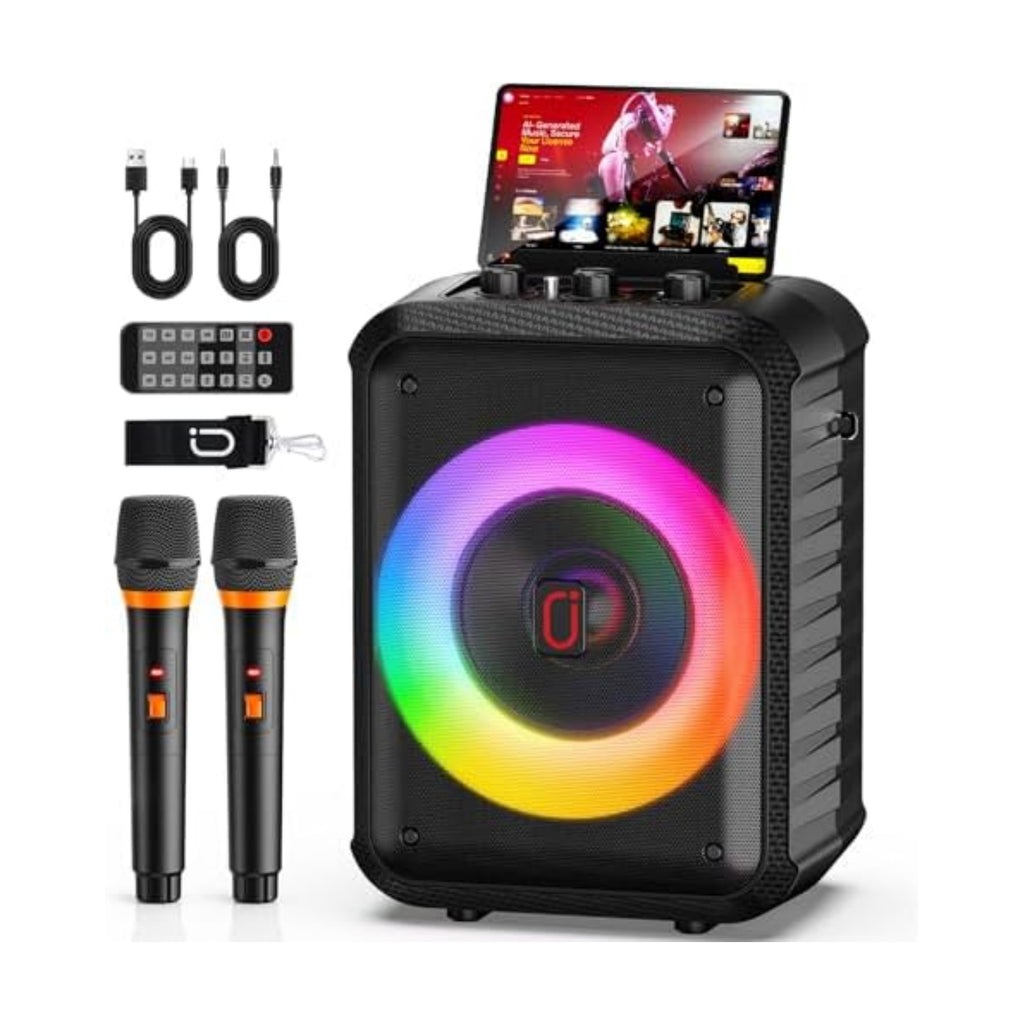 JYX Karaoke Machine for TV with 2 Wireless Microphones, Portable PA Speaker