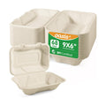 9x6x3 Inch 68 Pack Clamshell Take Out Food Containers, Compostable Disposable Paper To Go Boxes with Lids, Heavy Duty Sugarcane Bagasse Lunch Boxes for Leftovers, Meal Prep & Takeout, Natural