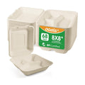 8x8 Inch 68 Pack 3-Compartment Clamshell Take Out Food Containers, Compostable Disposable Paper To Go Boxes with Lids, Heavy Duty Sugarcane Bagasse Containers for Meals & Sides, Natural