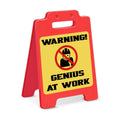 Funny Office Desk Decor Sign Warning Genius at Work Desk Sign Cubicle Decorations Humor Office Gift for Coworker Colleague Boss